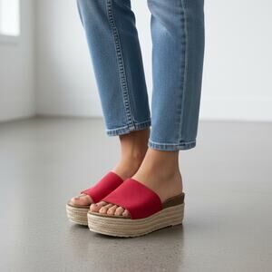 Red Suede Women's Slide Sandals